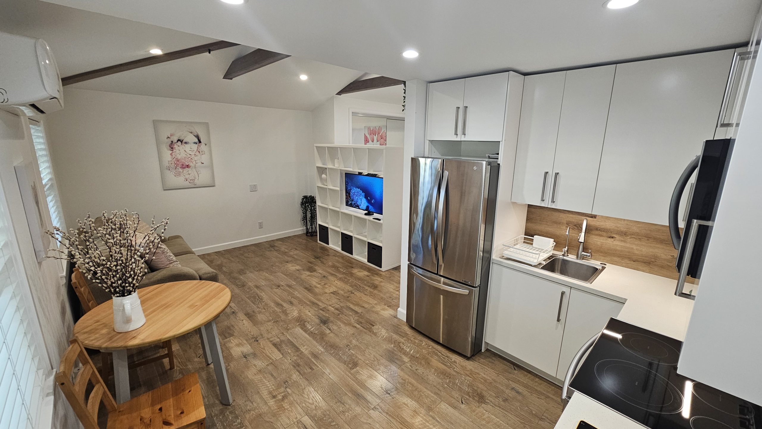 ADU interior with kitchen, dining area and living space after construction