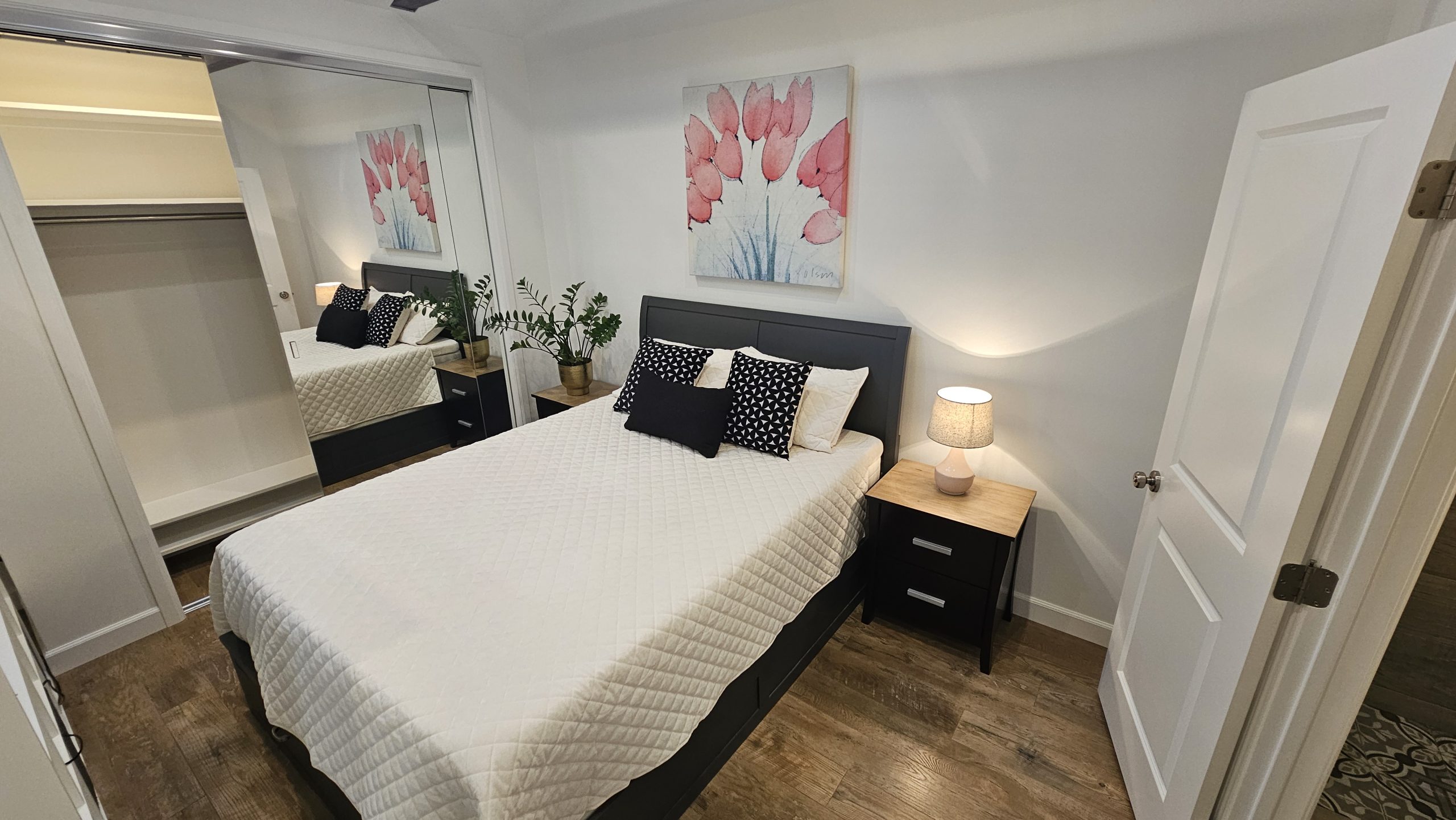 Bedroom Remodel with Mirrored Closet Doors in West Hills CA